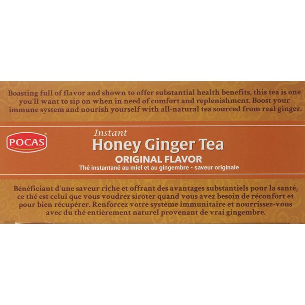 POCAS Instant Honey Ginger Tea, Original Flavor, 12.7 OZ, 20 CT