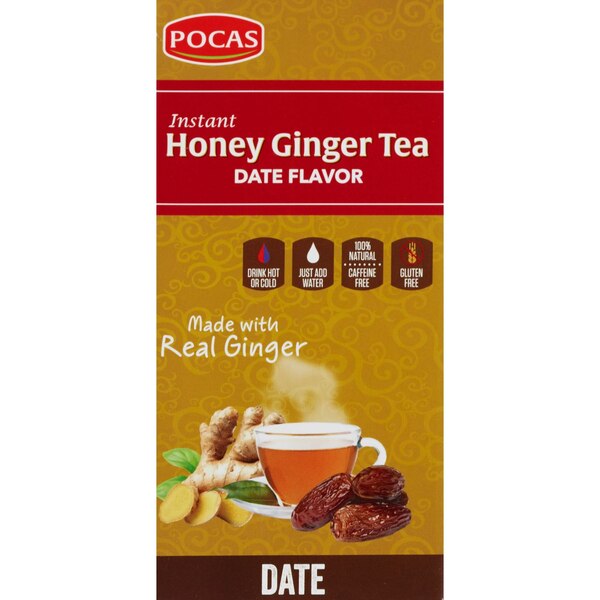 Pocas Honey Ginger Tea Powder Sachets with Date, 20 CT