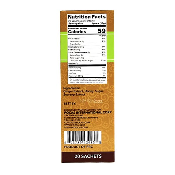 Pocas Honey Ginger Tea Soursop Sachets, 20 CT