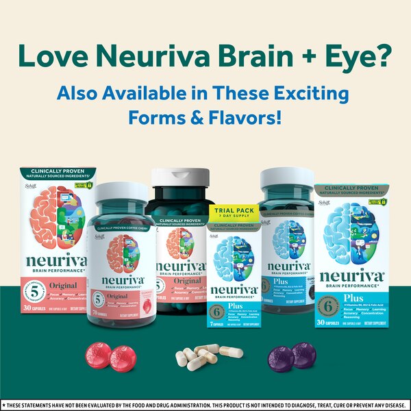 Neuriva Brain + Eye Health Capsules with Vitamins A & C, Lutein and Zeaxanthin, 30 CT