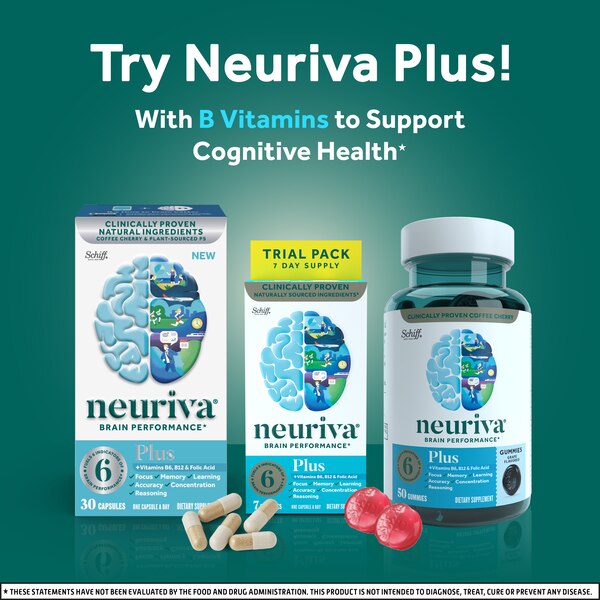 Neuriva Brain + Eye Health Capsules with Vitamins A & C, Lutein and Zeaxanthin, 30 CT