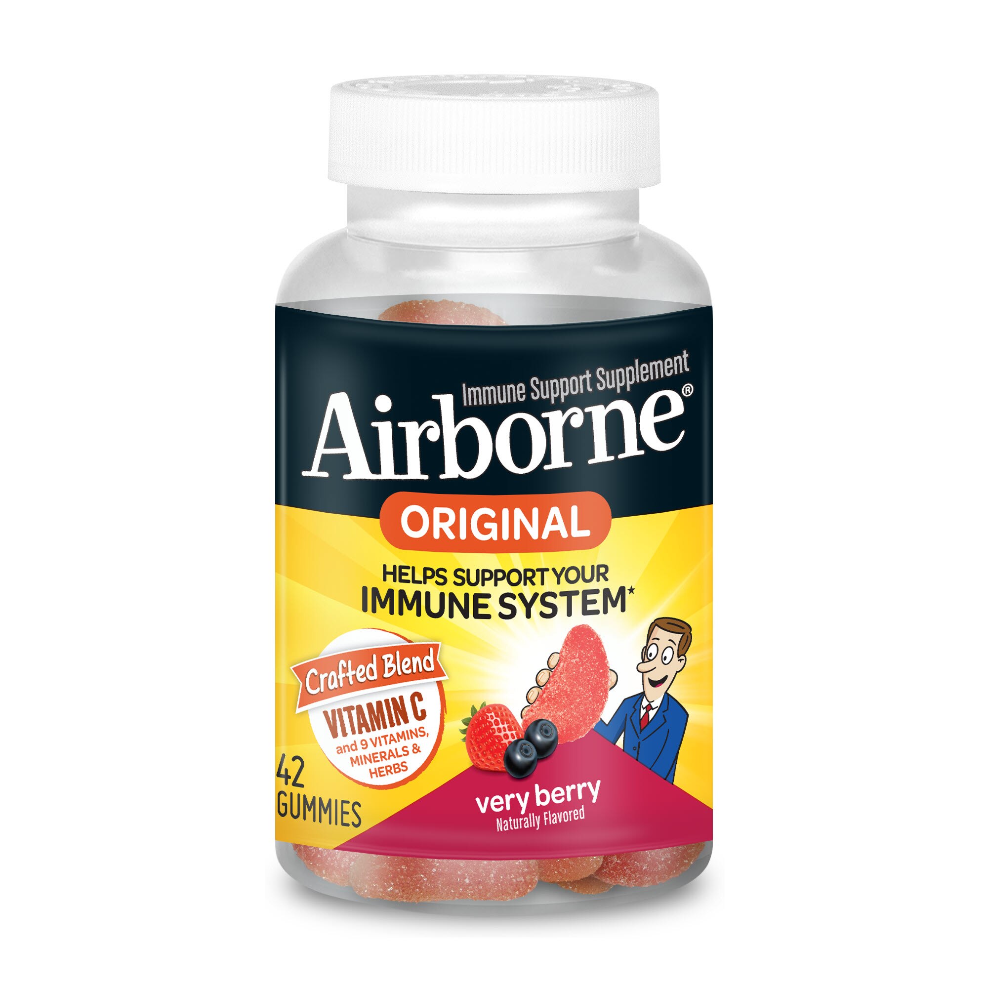 Airborne Immune Support Vitamin C Gummies, Very Berry Flavor, 42 CT