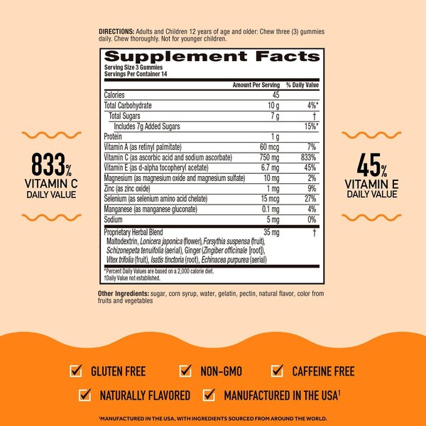 Airborne Vitamin C Gummies, Zesty Orange, 42 CT