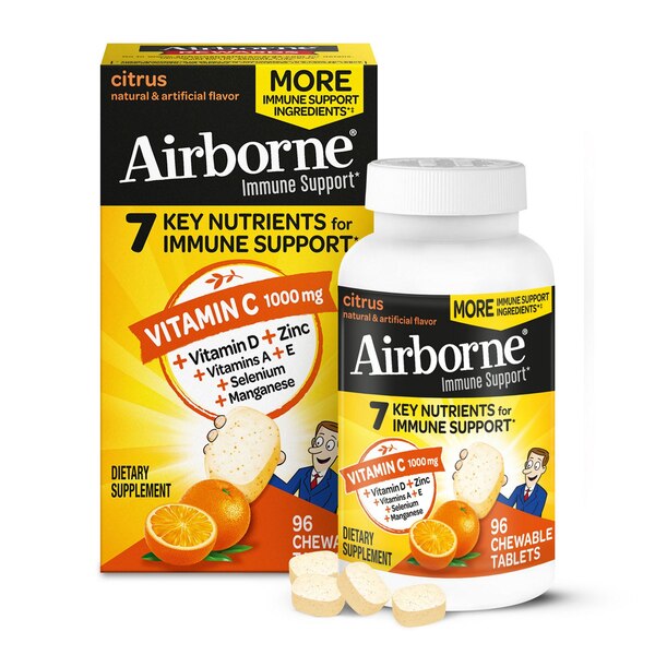Airborne Original, Vitamin C Chewable Tablets, 1000mg, Citrus, 96 CT
