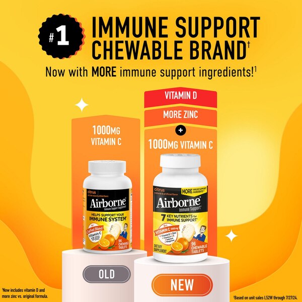 Airborne Original, Vitamin C Chewable Tablets, 1000mg, Citrus, 96 CT
