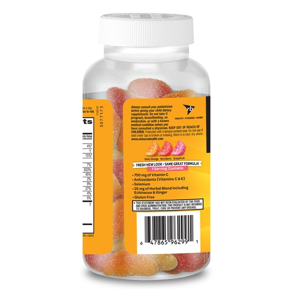 Airborne Original, Immune Support Gummies, Assorted Fruit Flavors, 63 CT