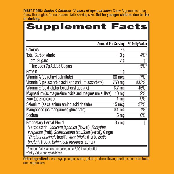 Airborne Immune Support Vitamin C Gummies, Zesty Orange Flavor, 63 CT