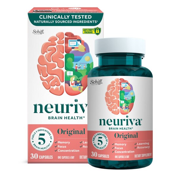 Neuriva Original - Suplemento dietario para el buen funcionamiento del cerebro, ayuda a la atención, memoria, aprendizaje, precisión y concentración, 30 u.