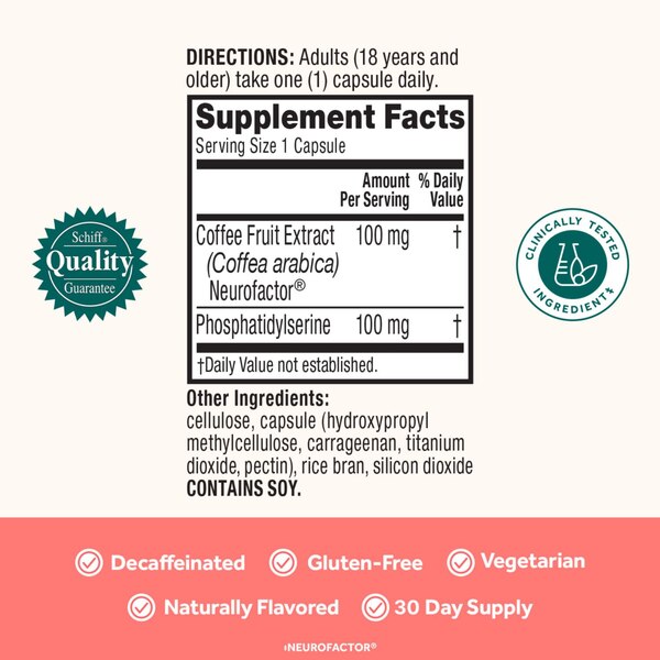 Neuriva Original - Suplemento dietario para el buen funcionamiento del cerebro, ayuda a la atención, memoria, aprendizaje, precisión y concentración, 30 u.