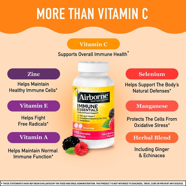 AIRBORNE® Immune Essentials - Very Berry Chews 110 ct
