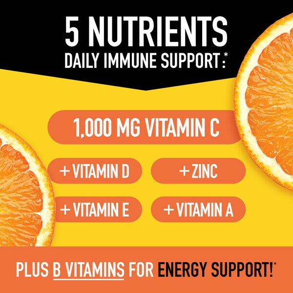 Airborne Immune Essentials, Vitamin-C 1000 MG Effervescent Tablets, Zesty Orange, 30 CT