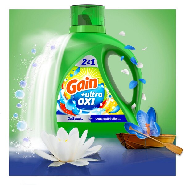 Gain 2-in-1 Ultra Oxi Liquid Laundry Detergent, Waterfall Delight Scent, 88 oz