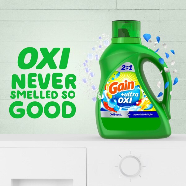 Gain 2-in-1 Ultra Oxi Liquid Laundry Detergent, Waterfall Delight Scent, 88 oz