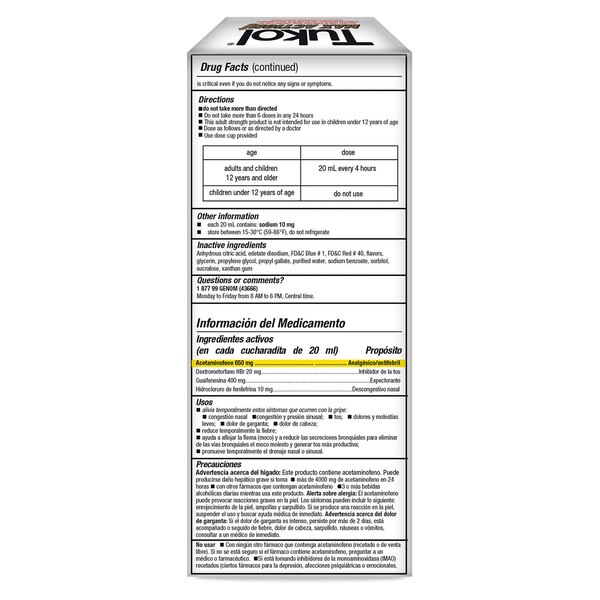 Tukol Max Action Cold and Flu Syrup, 6 FL OZ