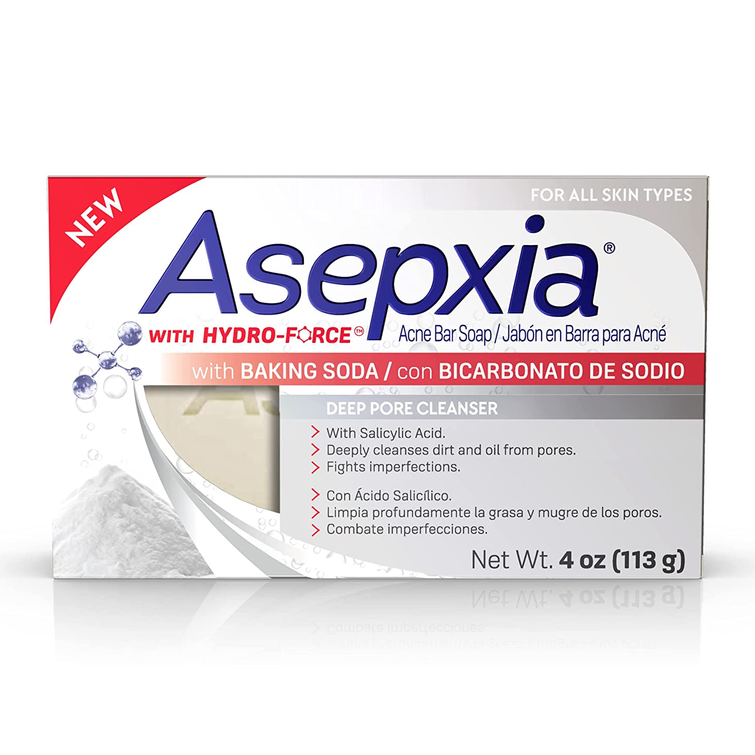 Asepxia Acne Bar Soap with Baking Soda and Salicylic Acid, 4 OZ