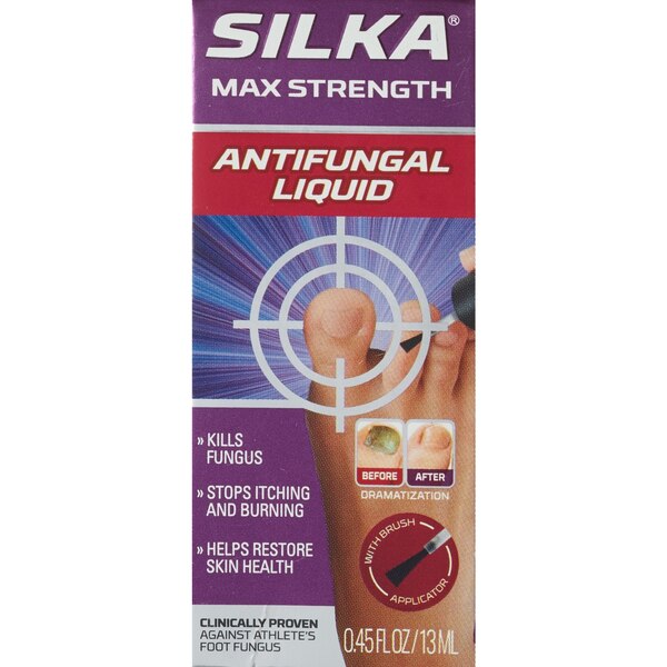 Silka Antifungal Liquid with Brush Applicator for Toenails, Maximum Strength, 0.47 OZ
