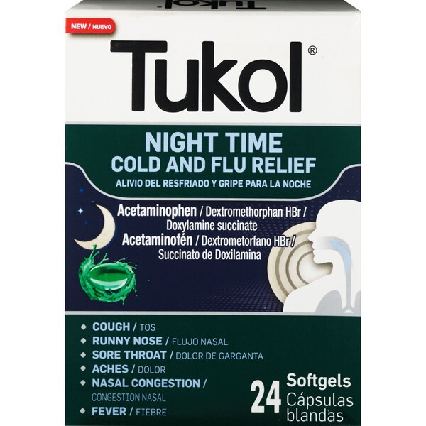 Tukol Night Time Cold & Flu Relief, 24 CT
