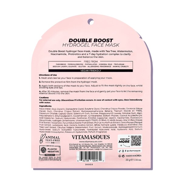 Vitamasques Double Boost Clear + Balance Hydrogel Face Mask