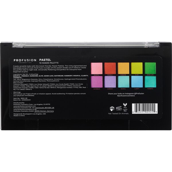 Profusion Cosmetics 10-Shade Eyeshadow Palette, Pastel, 3.5 oz