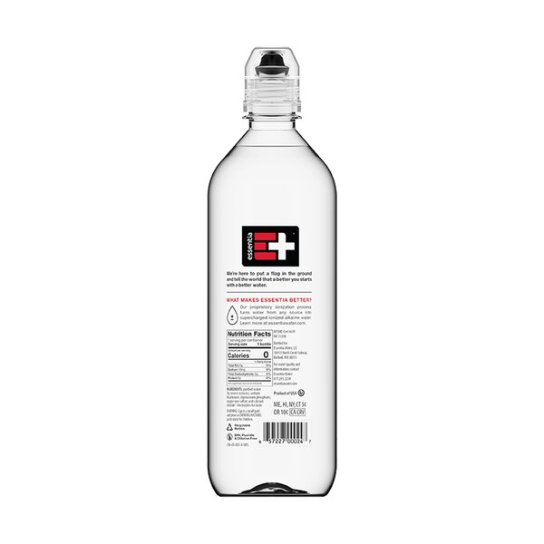 Essentia Ionized Purified Water+ Electrolytes 9.5+pH, Sport Cap, 23.4 oz
