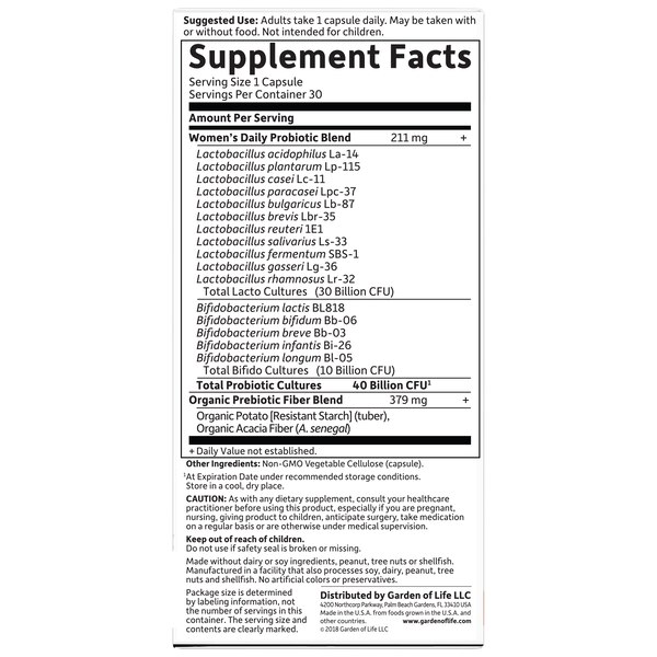 Garden of Life Dr. Formulated Probiotics Women's 40B CFU Capsules, 30 CT