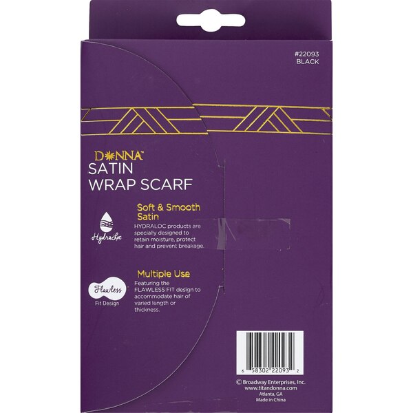 Donna Satin Wrap Scarf, Black