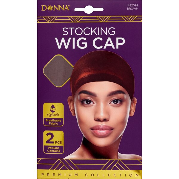 Donna Stocking Wig Cap, Brown, 2CT 
