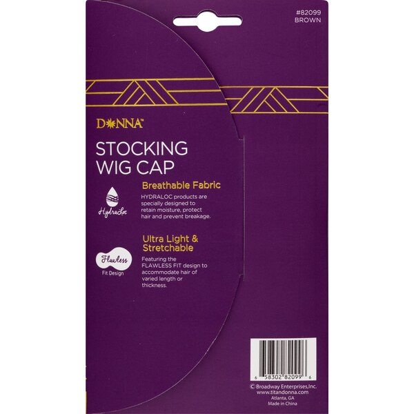 Donna Stocking Wig Cap, Brown, 2CT 