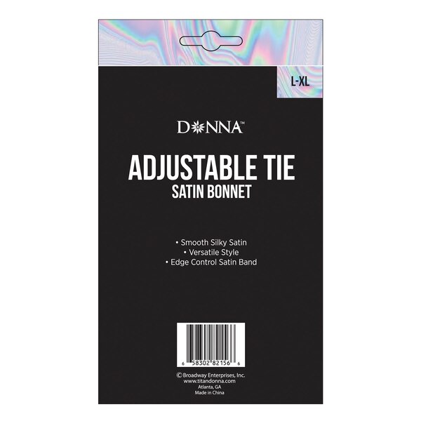 Donna Adjustable Tie Satin Bonnet, L/XL