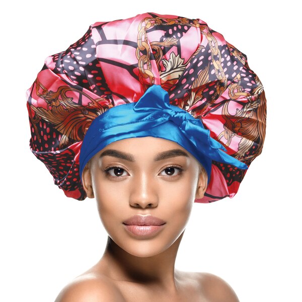 Donna Adjustable Tie Satin Bonnet, L/XL