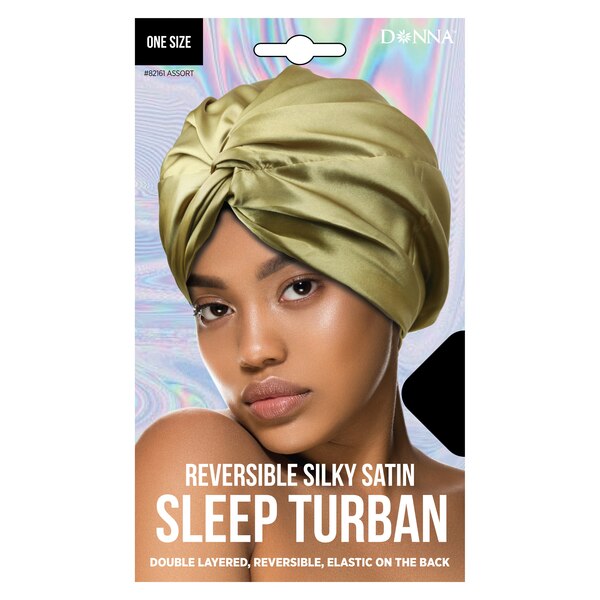 Donna - Turbante para dormir de satén sedoso reversible