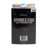 Donna Spandex Edge Silky Satin Wrap Hair Scarf, Black, thumbnail image 2 of 4