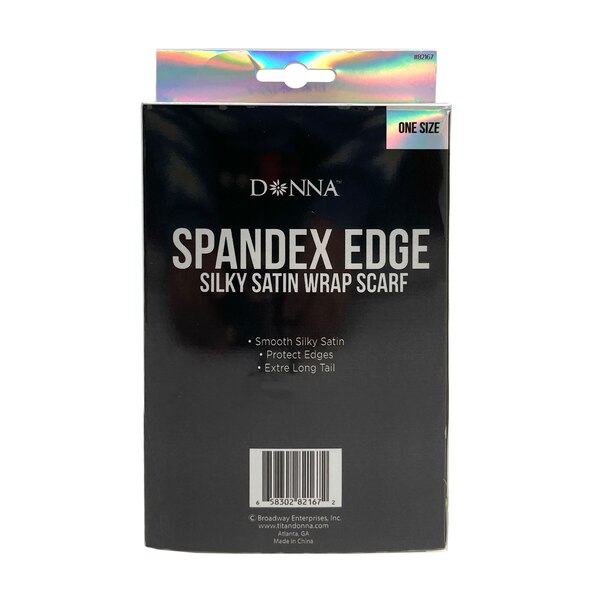 Donna Spandex Edge Silky Satin Wrap Hair Scarf, Black