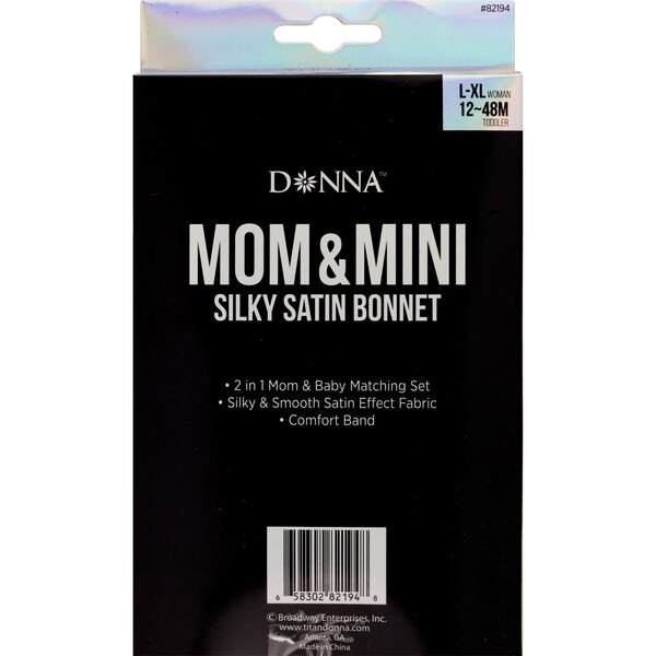 Donna Mom and Mini Silky Satin Bonnet, L-XL & 12~48M