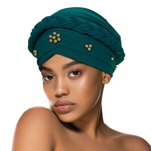 Donna Beaded Band Turban Cap, One Size