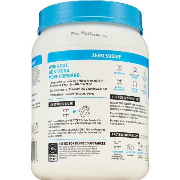 Muscle Milk Zero, Protein Powder, Vanilla, 26.5 OZ