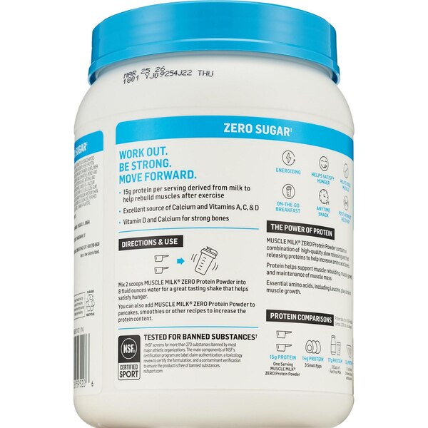 Muscle Milk Zero, Protein Powder, Chocolate, 26.5 OZ