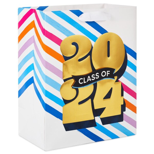 Hallmark 9" Medium Graduation Gift Bag ("Class of 2024," Stripes)