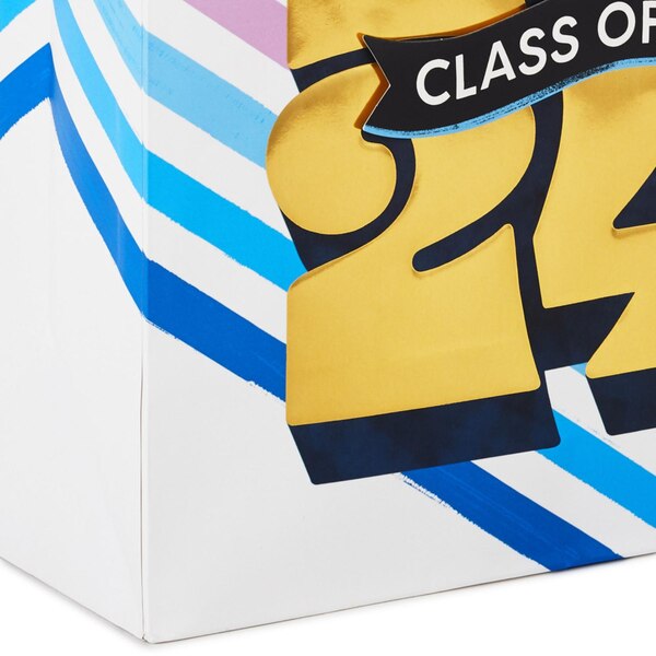 Hallmark 9" Medium Graduation Gift Bag ("Class of 2024," Stripes)