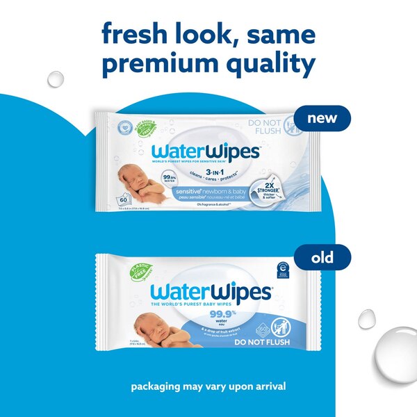 WaterWipes Original 99.9% Water Based Baby Wipes, Sensitive