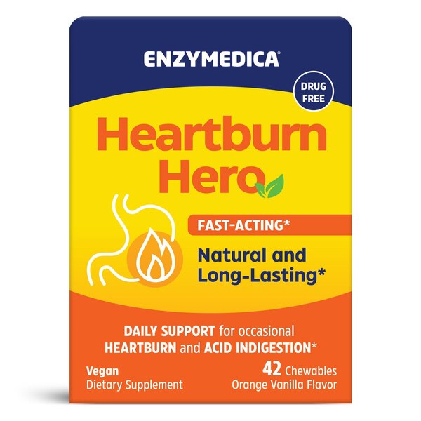 Enzymedica Natural Heartburn Hero Fast-Acting Digestive Aid Chews, 42 CT