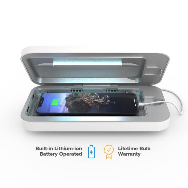 PhoneSoap Go, Disinfect & Charge Your Phone with Built-in Rechargable Battery