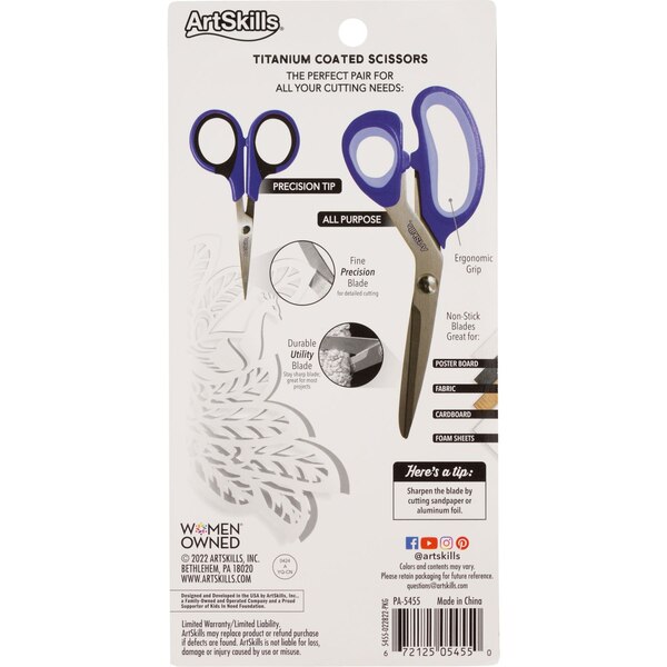 ArtSkills Non-Stick Scissors for Arts and Crafts, 2 ct