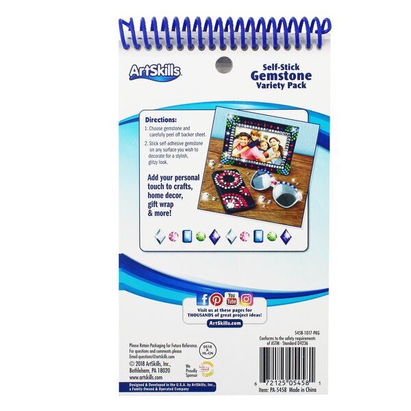 ArtSkills Self-Stick Gemstone Variety Pack, 1400 pcs