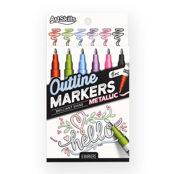 ArtSkills Metallic Outline Paint Markers, 6 ct