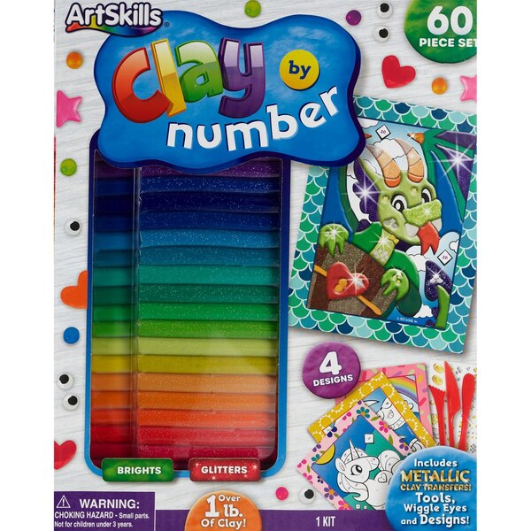 ArtSkills Clay By Number Clay Set for Kids, 60 pcs