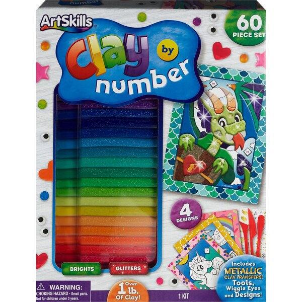 ArtSkills Clay By Number Clay Set for Kids, 60 pcs