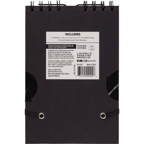 ArtSkills Black Paper Sketchbook with Dual Tip Acrylic Paint Markers