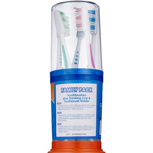 Dr. Fresh Velocity - Paquete familiar, 5 cepillos dentales más vaso y soporte para cepillos