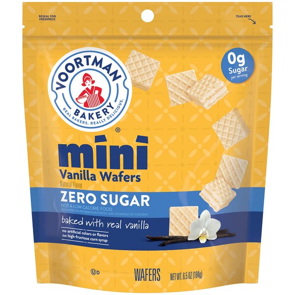 Voortman Zero Sugar Mini Wafers, Vanilla, 6.5 oz